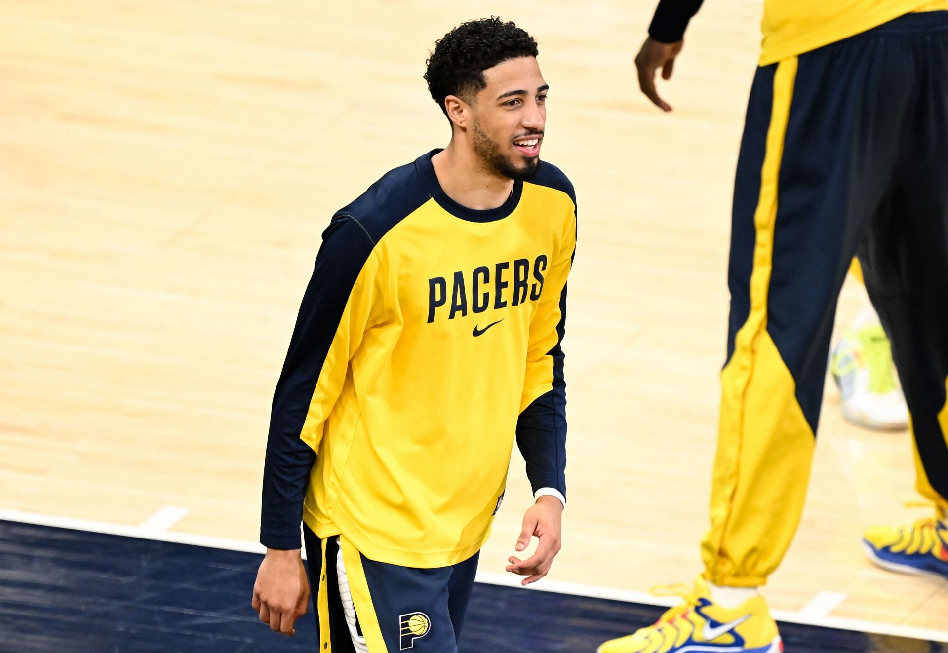 Tyrese Haliburton of the Pacers warms up before the NBA Finals game 6 between the Indiana Pacers and the Oklahoma City Thunder - Source: Getty